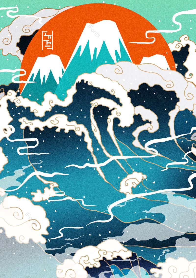 中国风手绘风景国潮山水插画背景设计,插画/手绘图,插画/手绘图库,插画/手绘图下载,插画/手绘